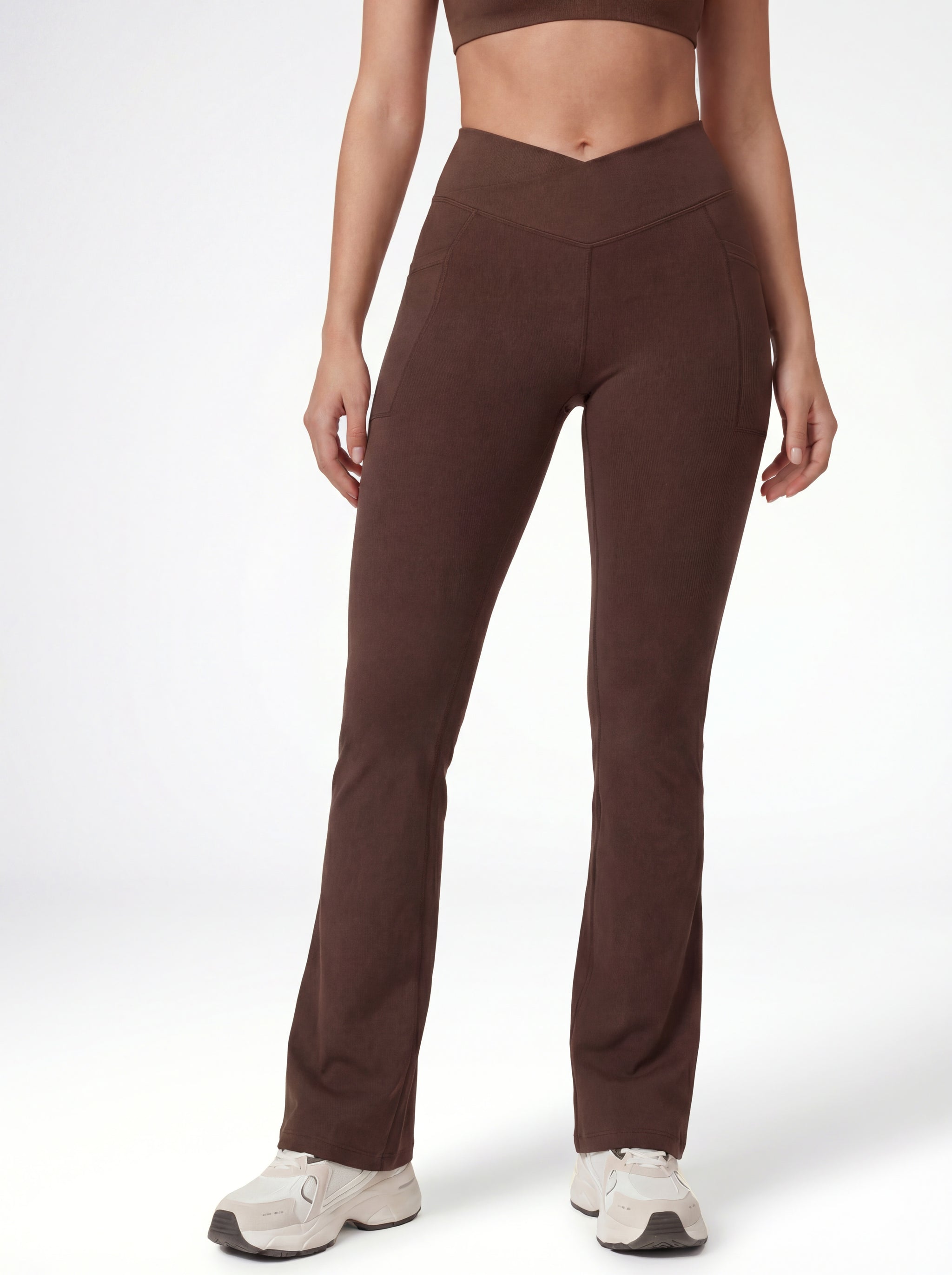 Lolacurve High-Rise Cheeky Brown Flare Leggings