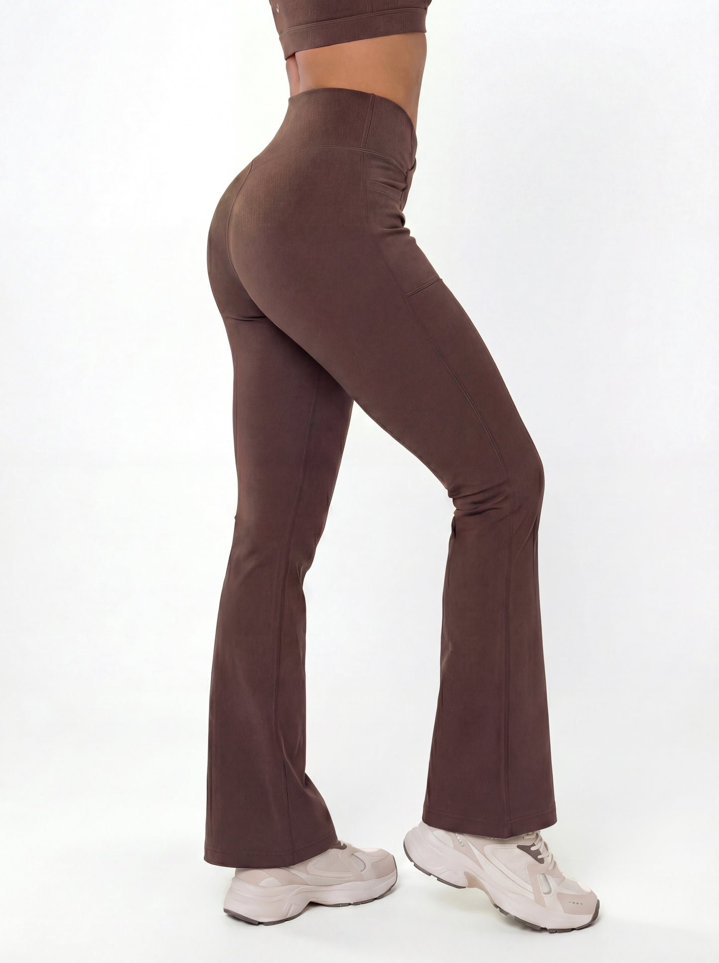 Lolacurve High-Rise Cheeky Brown Flare Leggings