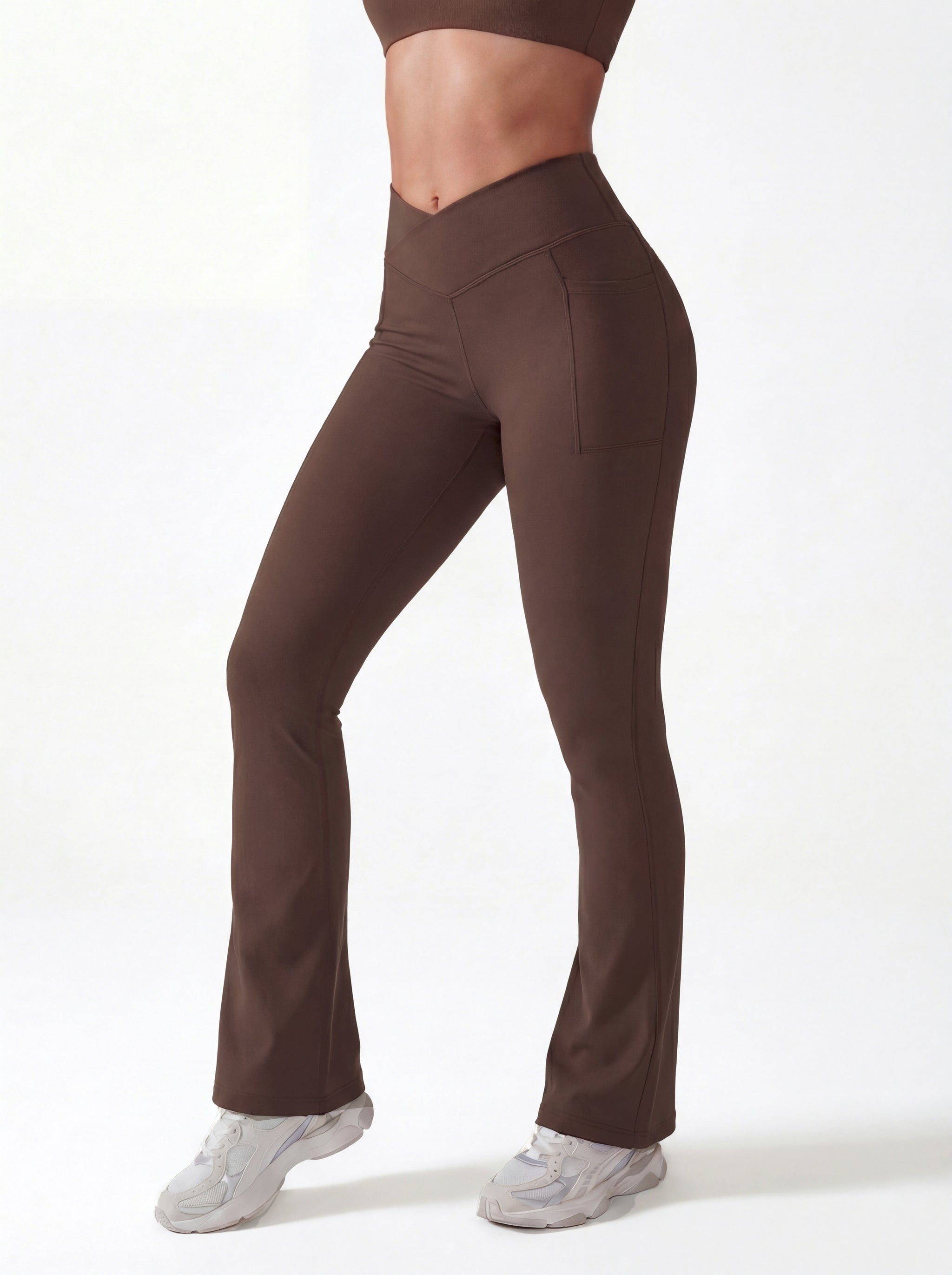 Lolacurve High-Rise Cheeky Brown Flare Leggings