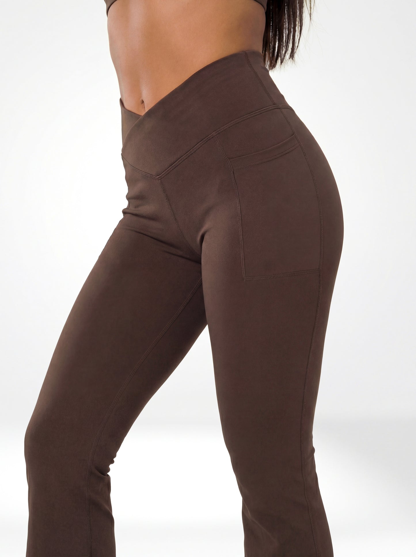 Lolacurve High-Rise Cheeky Brown Flare Leggings