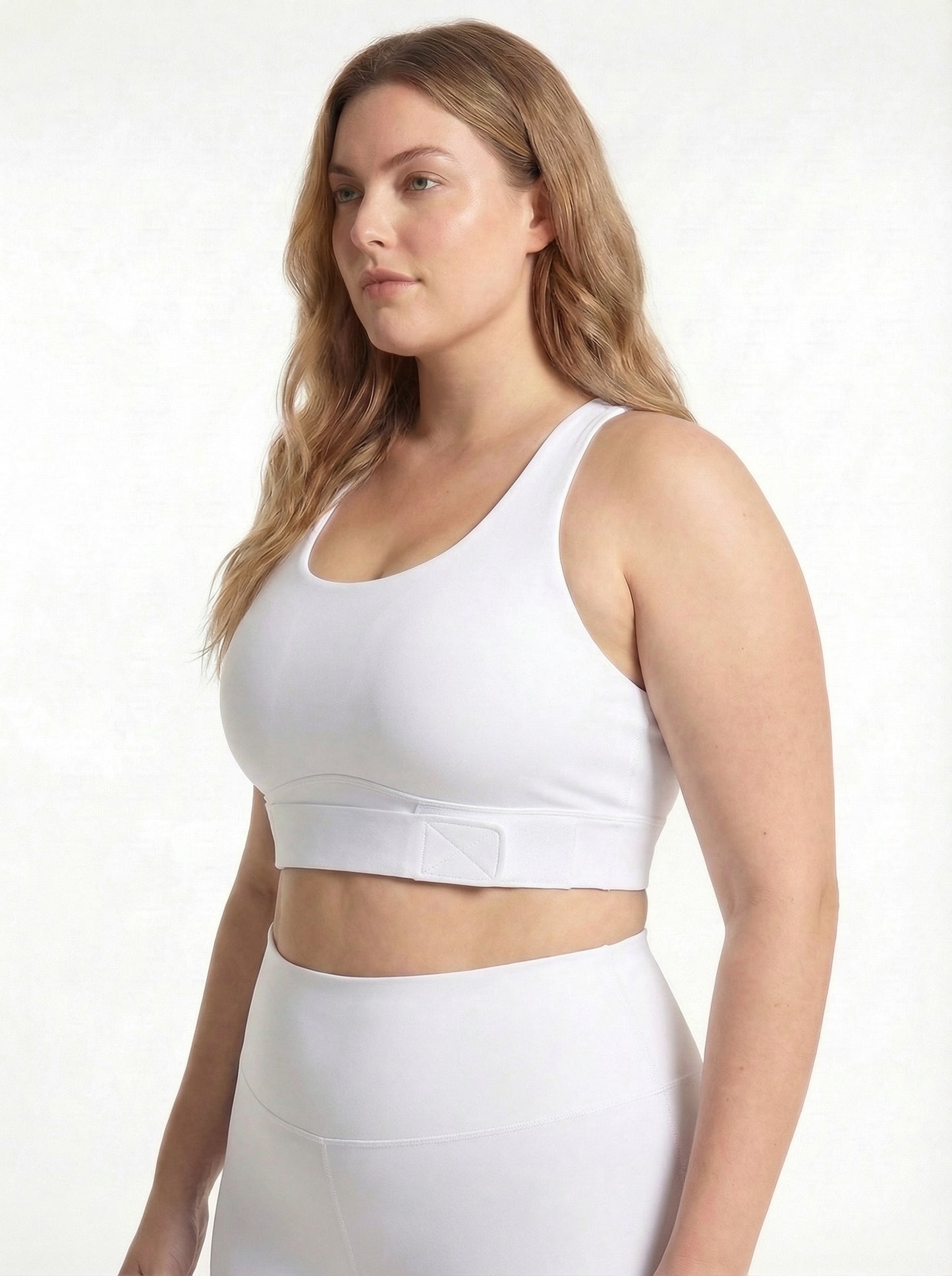 Lolacurve Adjustable Racerback Support Sports White Plus Size Bra