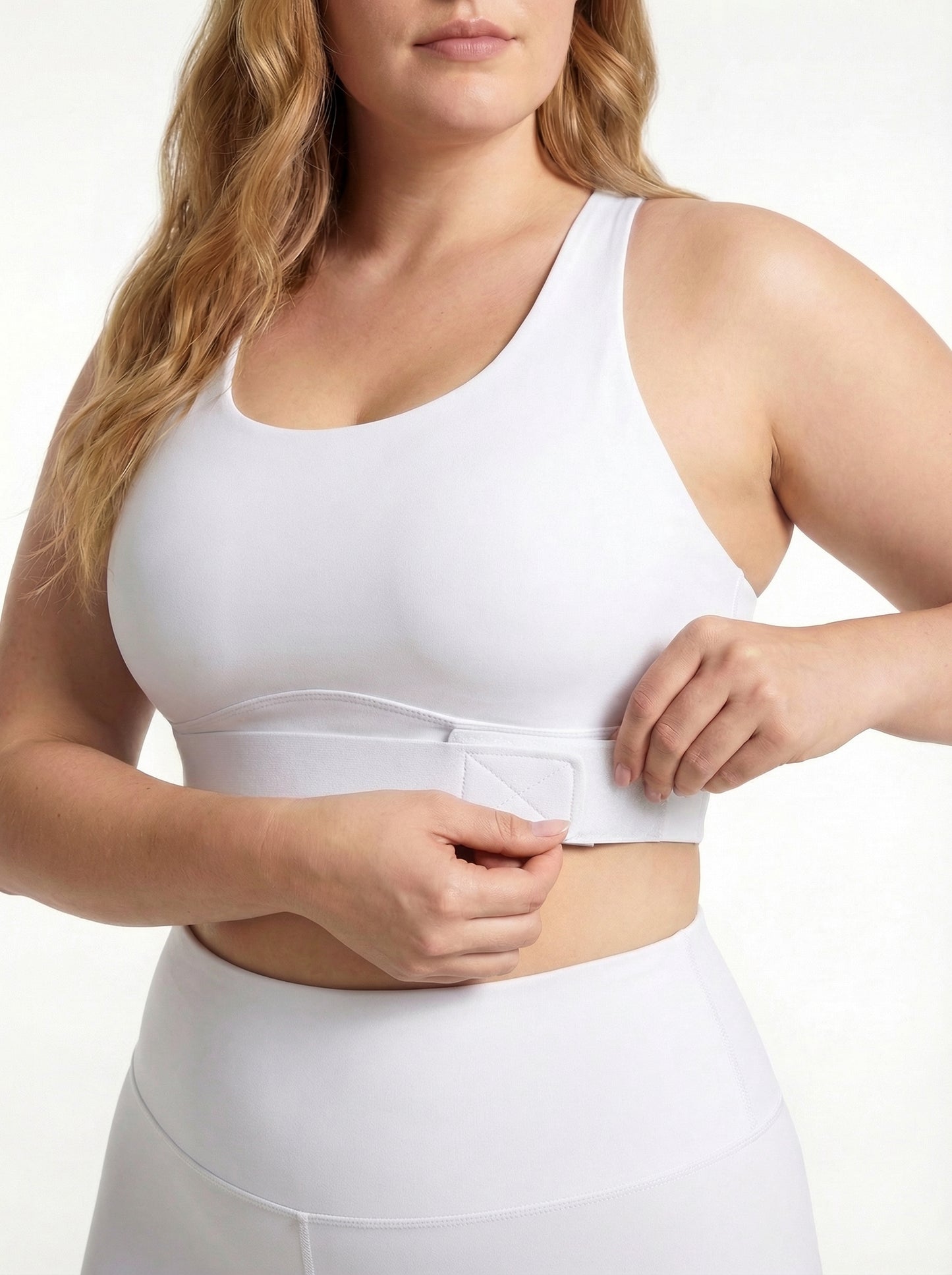 Lolacurve Adjustable Racerback Support Sports White Plus Size Bra
