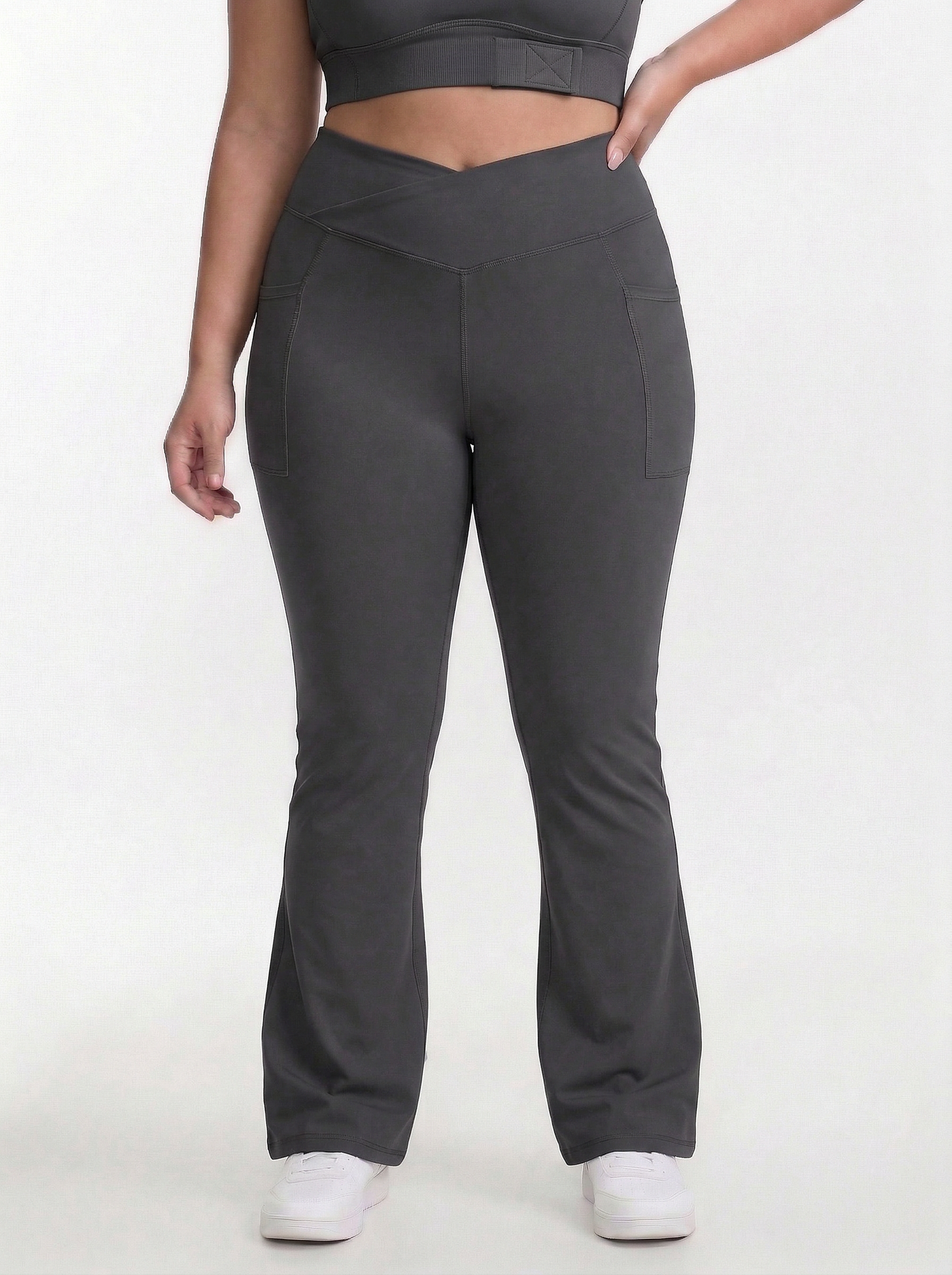 Lolacurve High-Rise Cheeky Plus Size Brown Flare Leggings