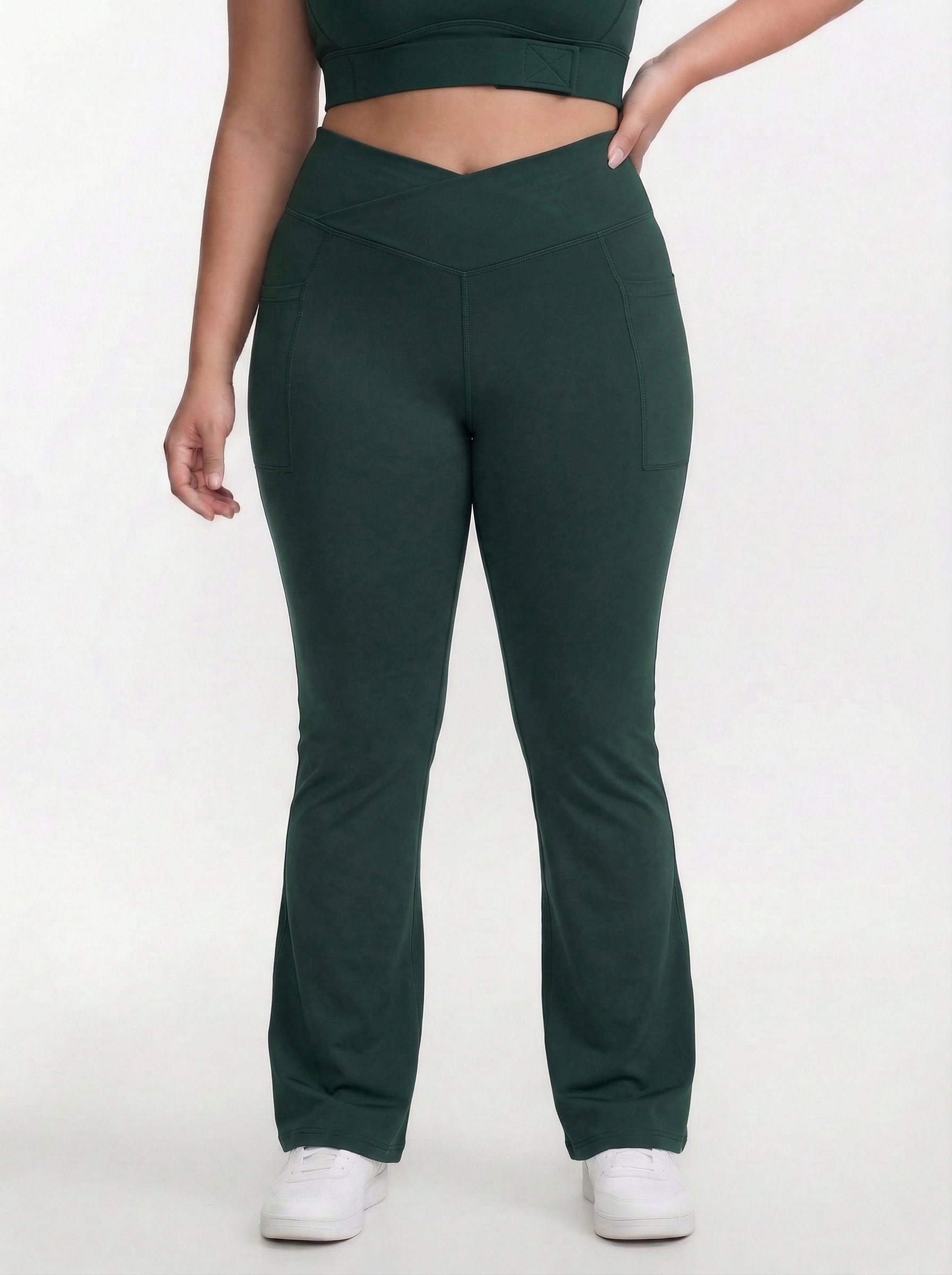 Lolacurve High-Rise Cheeky Plus Size Smoky White Flare Leggings
