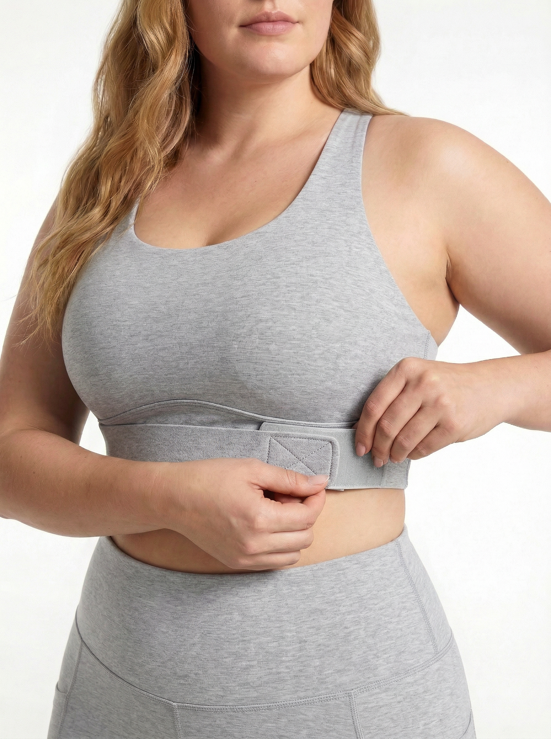 Lolacurve Adjustable Racerback Support Sports Heather Gray Plus Size Bra