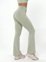 Lolacurve High-Rise Cheeky Avocado Green Flare Leggings