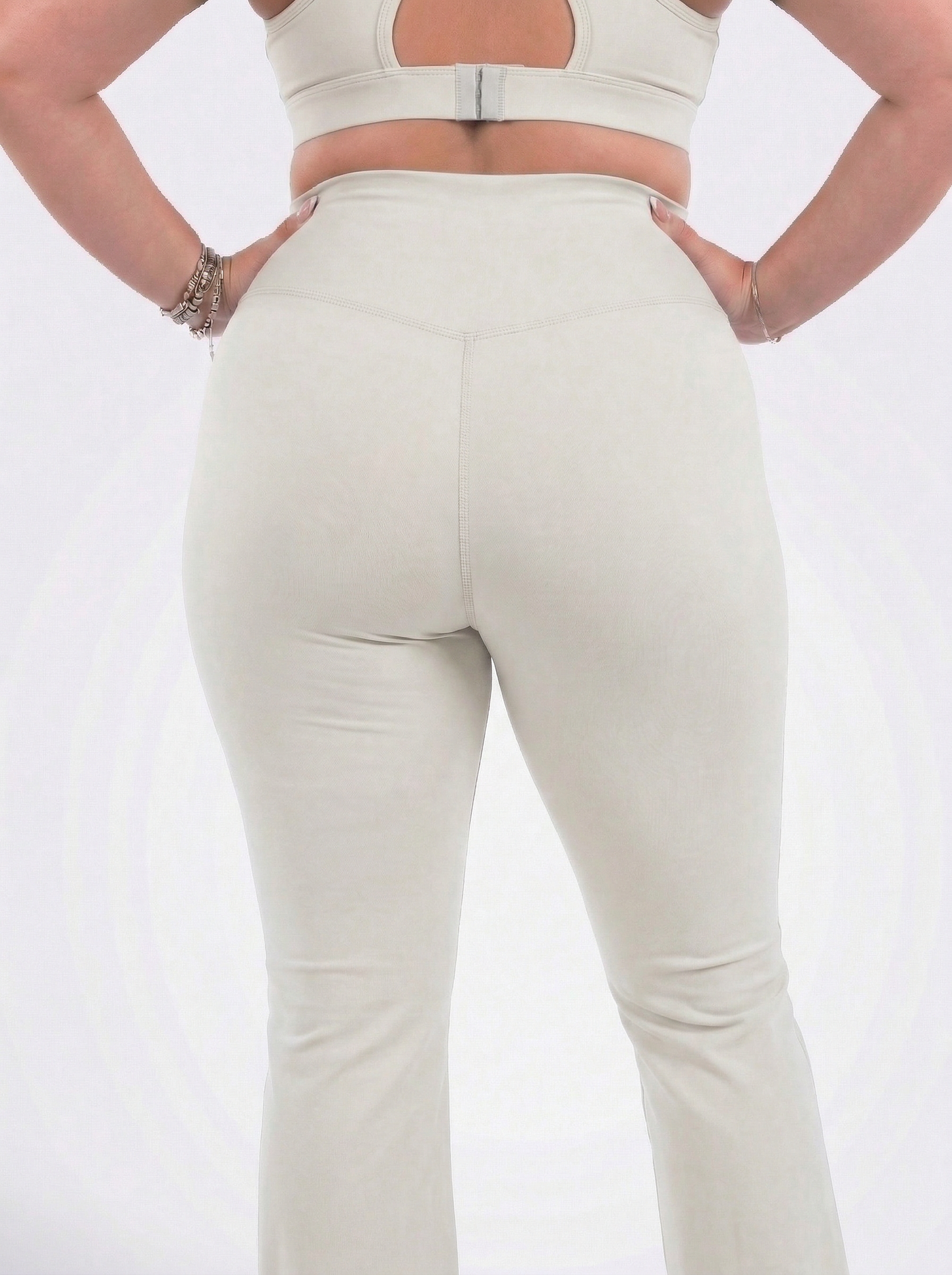 Lolacurve High-Rise Cheeky Plus Size Smoky White Flare Leggings