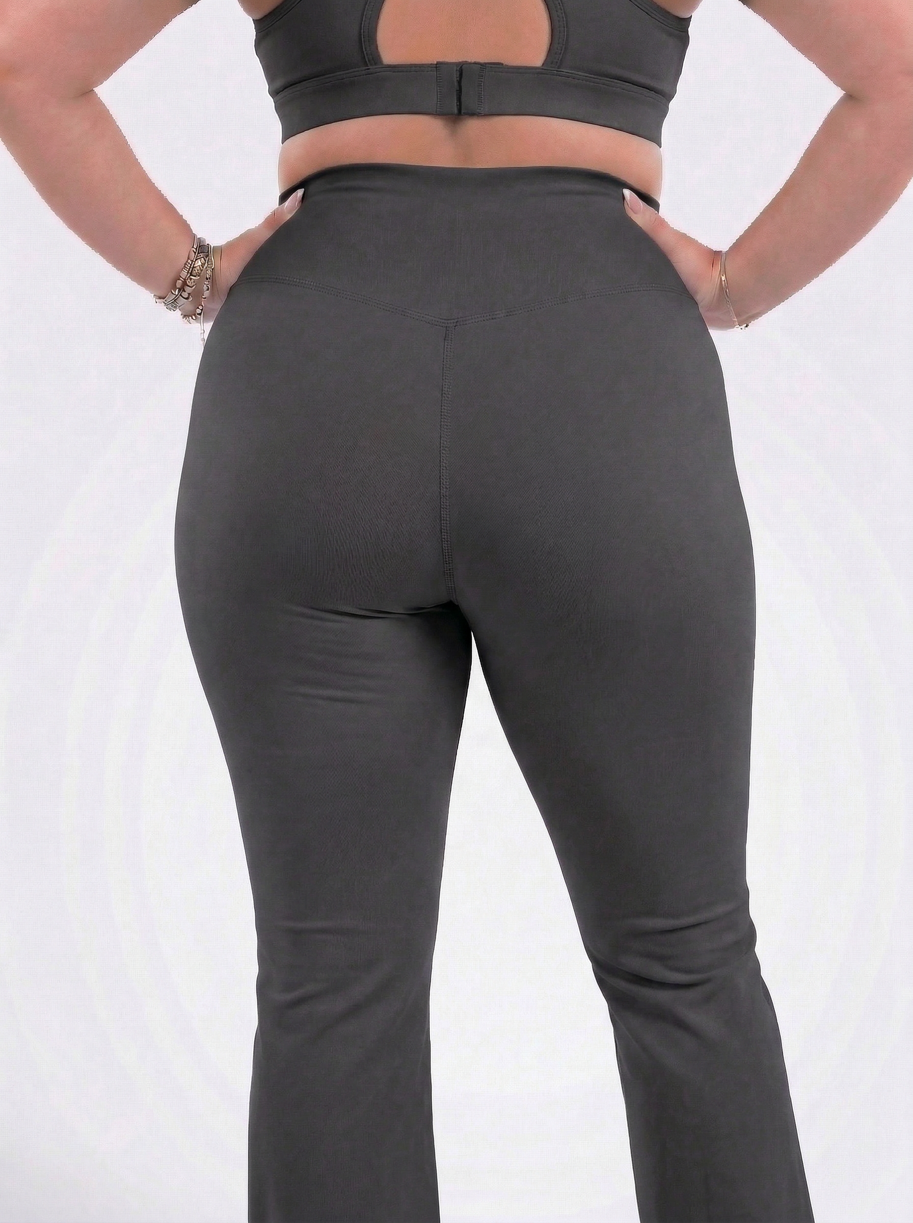 Lolacurve High-Rise Cheeky Plus Size Dark Grey Flare Leggings