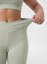 Lolacurve High-Rise Cheeky Plus Size Avocado Green Flare Leggings