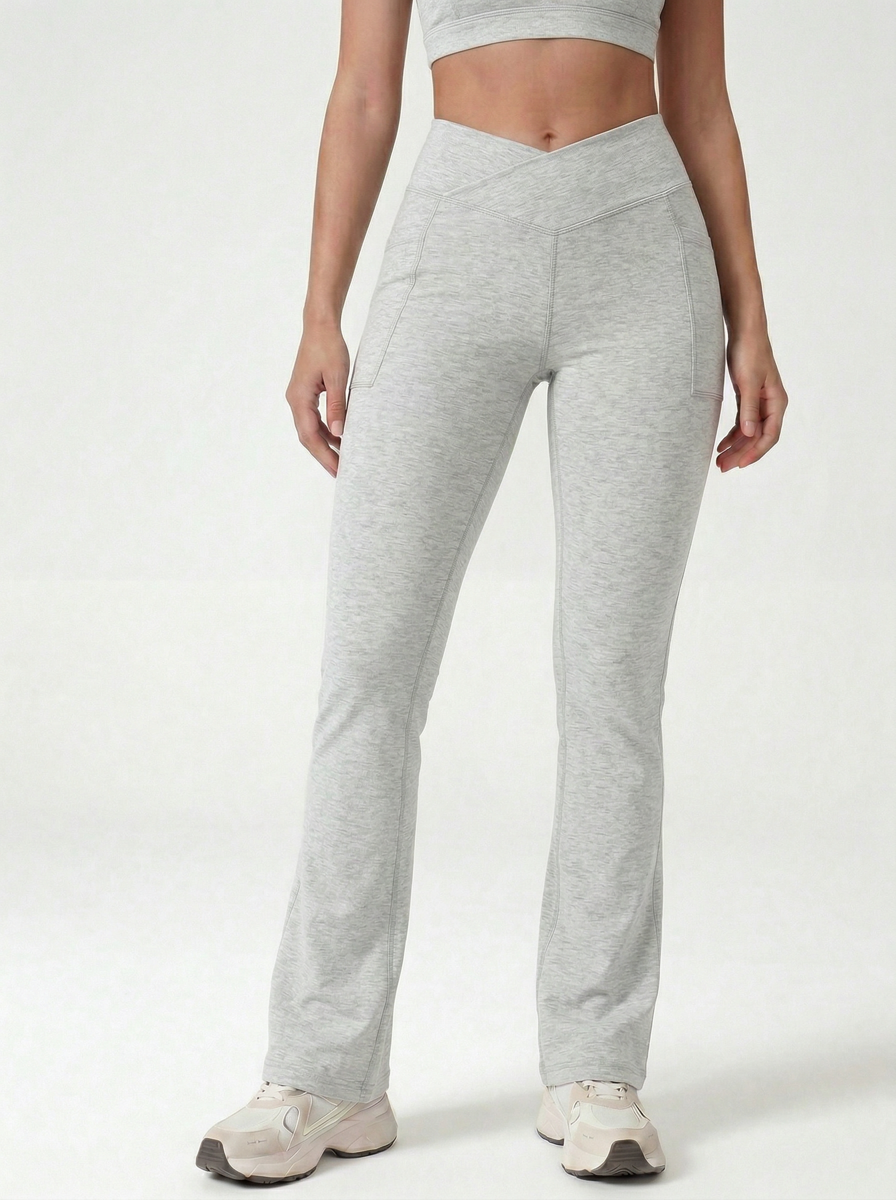 Lolacurve High-Rise Cheeky Heather Grey Flare Leggings