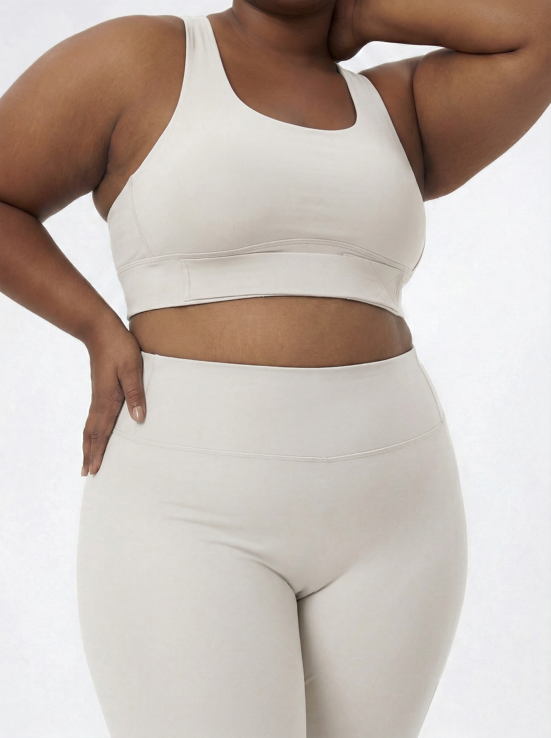 Lolacurve High-Rise Cheeky Plus Size Smoky White Leggings