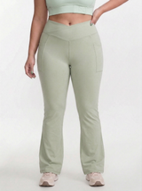 Lolacurve High-Rise Cheeky Plus Size Teal Flare Leggings