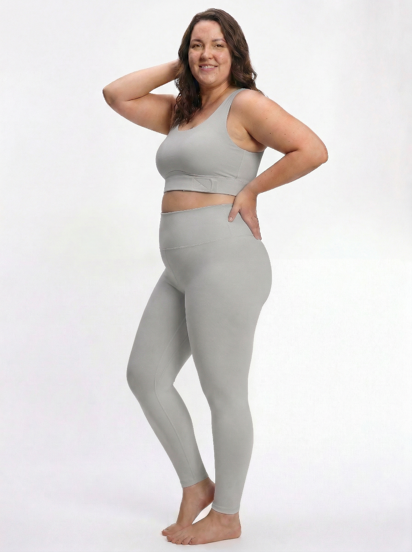 Lolacurve High-Rise Cheeky  Plus Size Light Grey Leggings