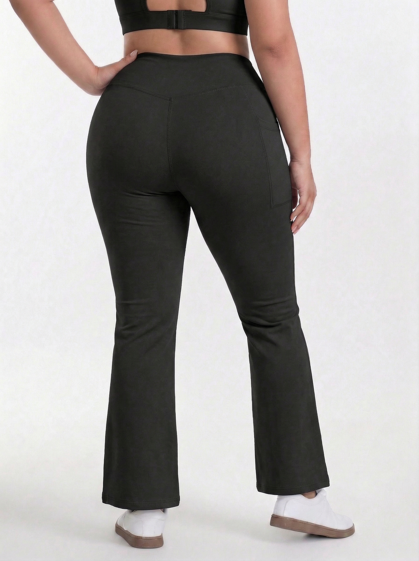 Lolacurve High-Rise Cheeky Plus Size Black Flare Leggings