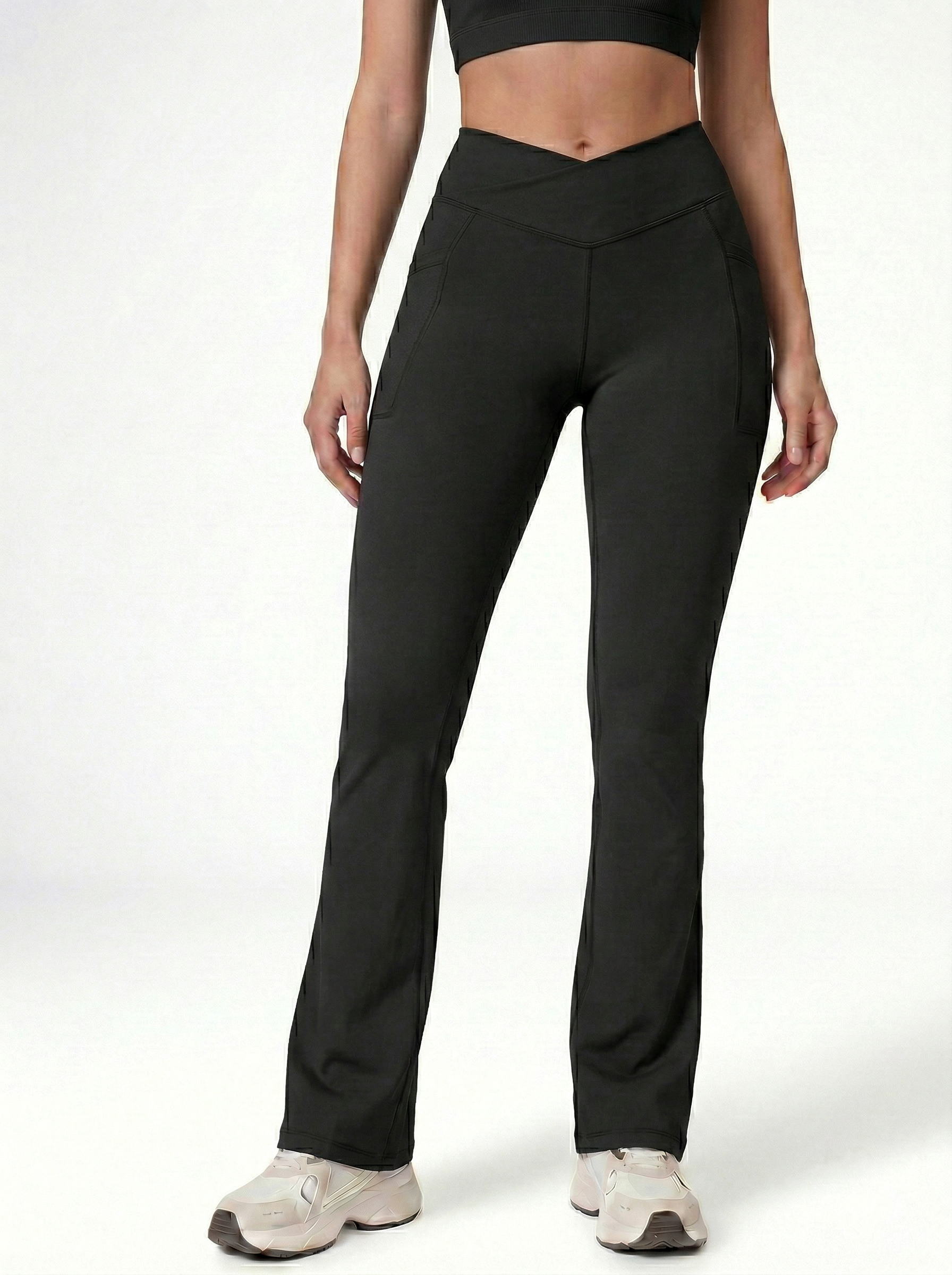 Lolacurve High-Rise Cheeky Black Flare Leggings