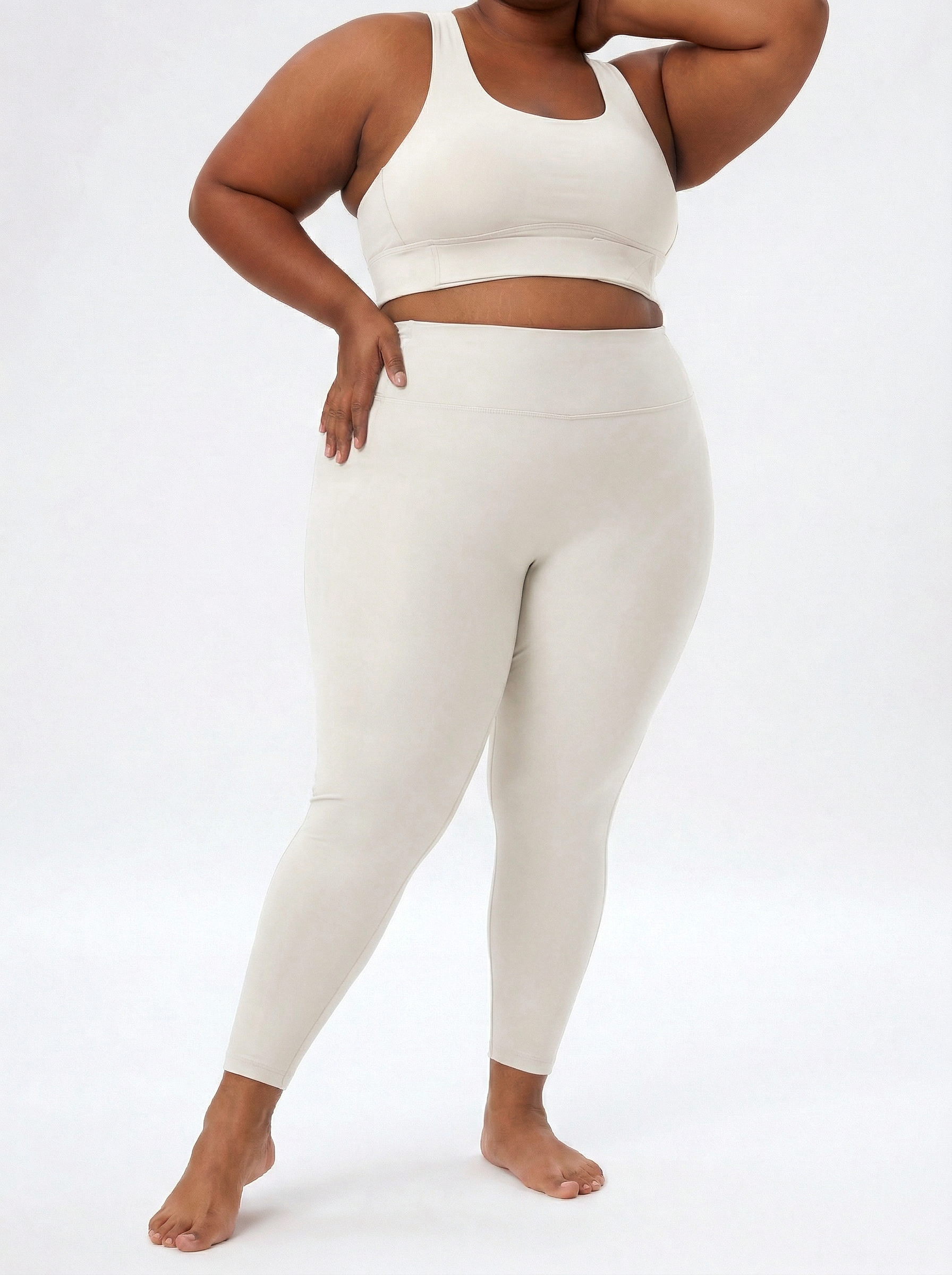 Lolacurve High-Rise Cheeky  Plus Size Light Grey Leggings
