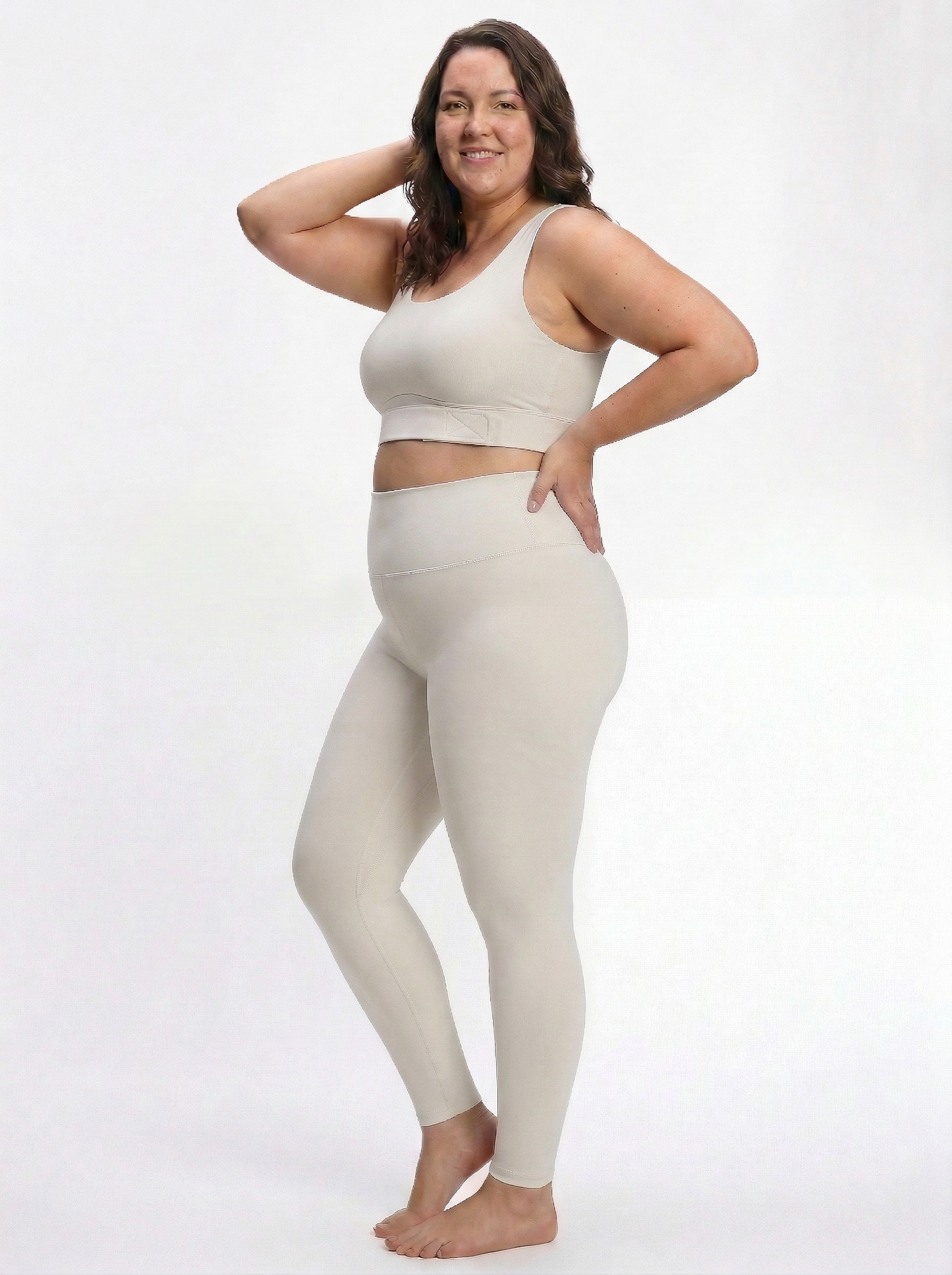 Lolacurve High-Rise Cheeky Plus Size Smoky White Leggings