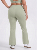 Lolacurve High-Rise Cheeky Plus Size Avocado Green Flare Leggings