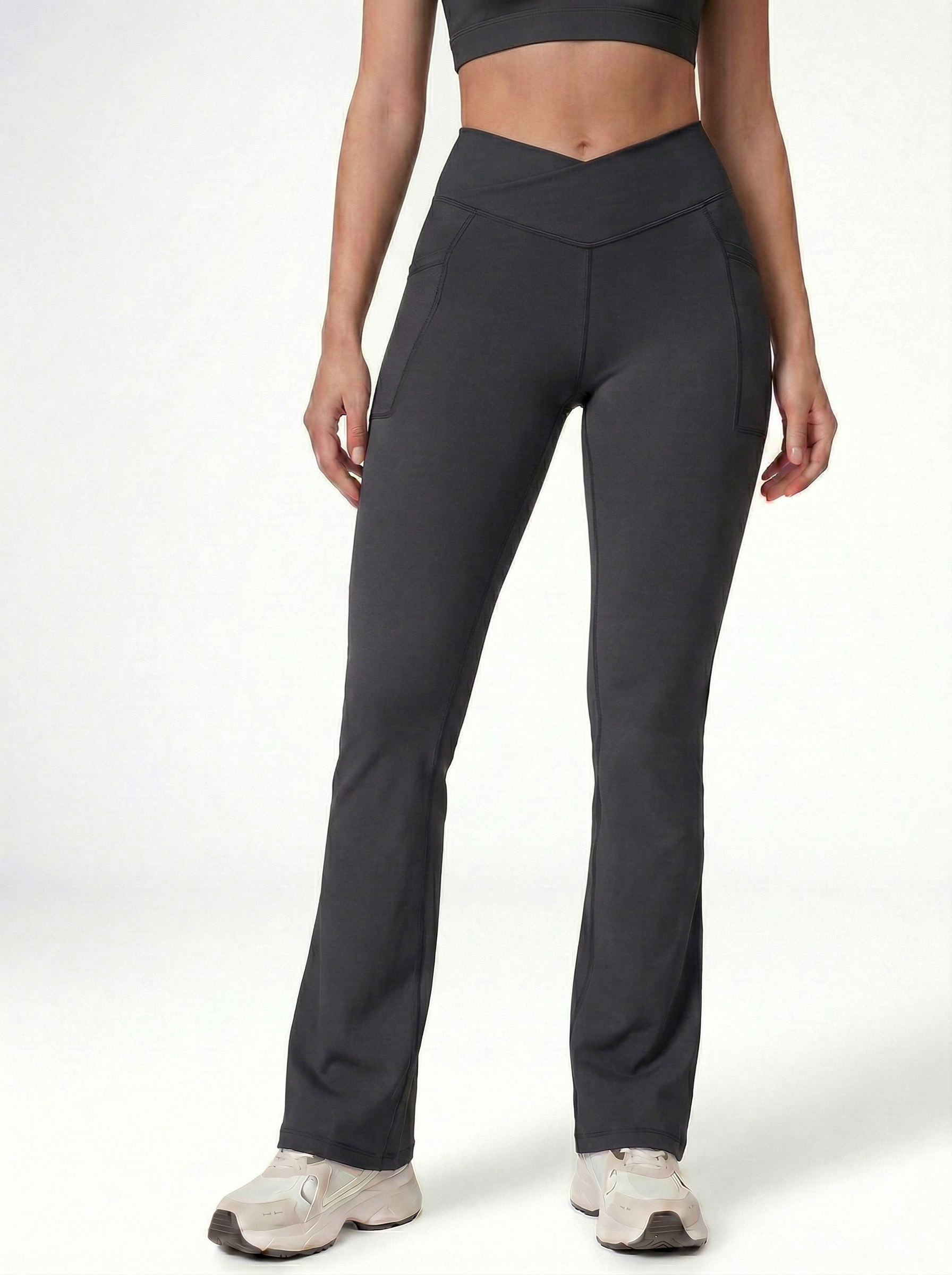 Lolacurve High-Rise Cheeky Dark Gray Flare Leggings