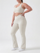 Lolacurve High-Rise Cheeky Plus Size Smoky White Flare Leggings
