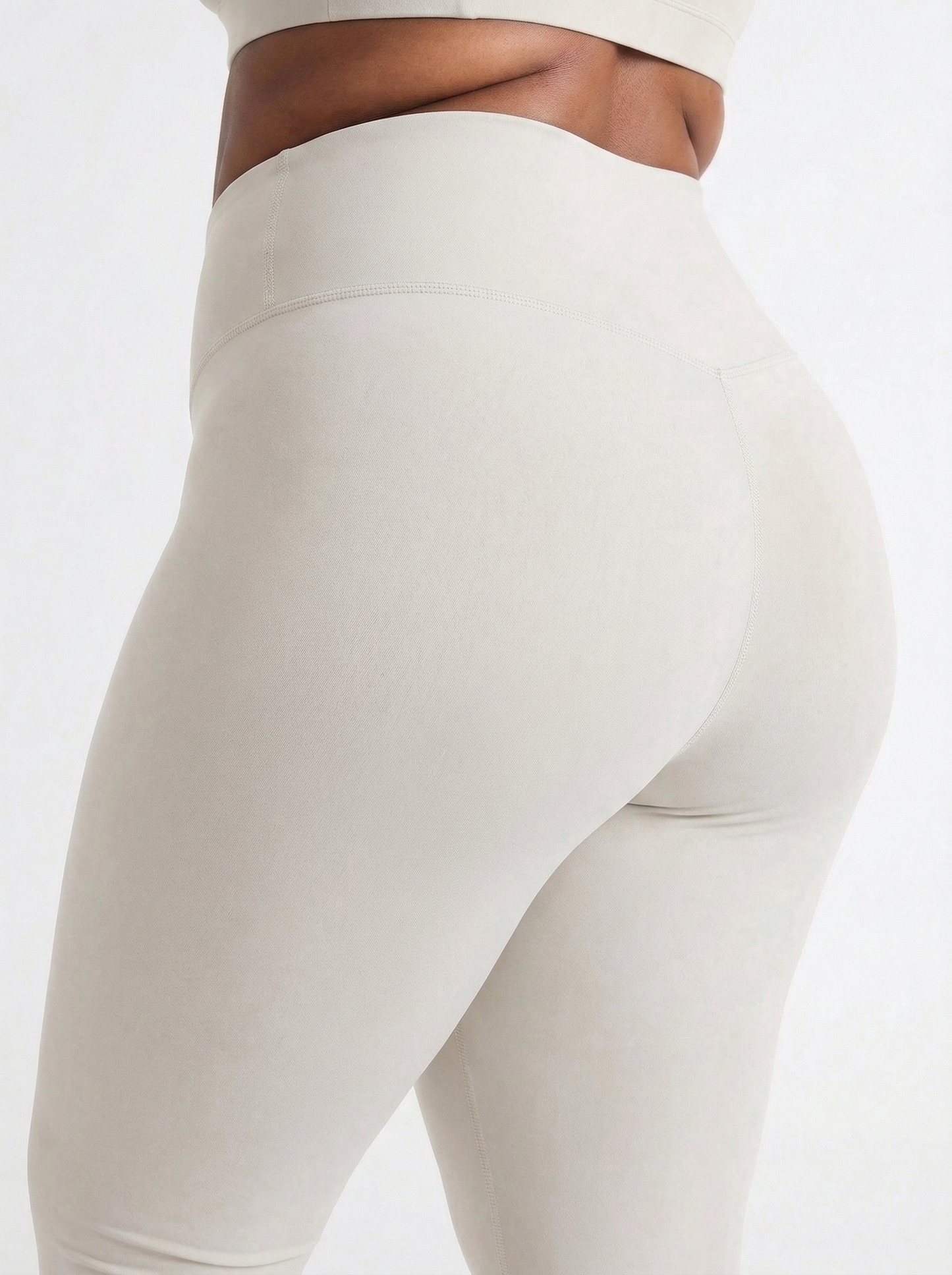 Lolacurve High-Rise Cheeky Plus Size Smoky White Leggings