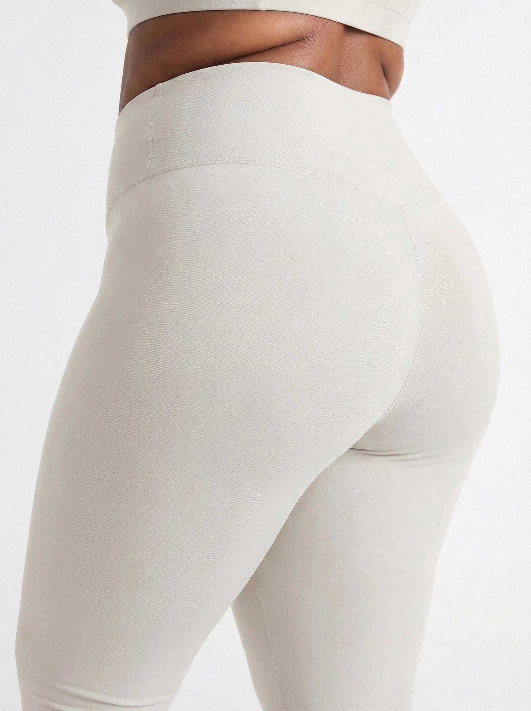 Lolacurve High-Rise Cheeky Plus Size Smoky White Leggings
