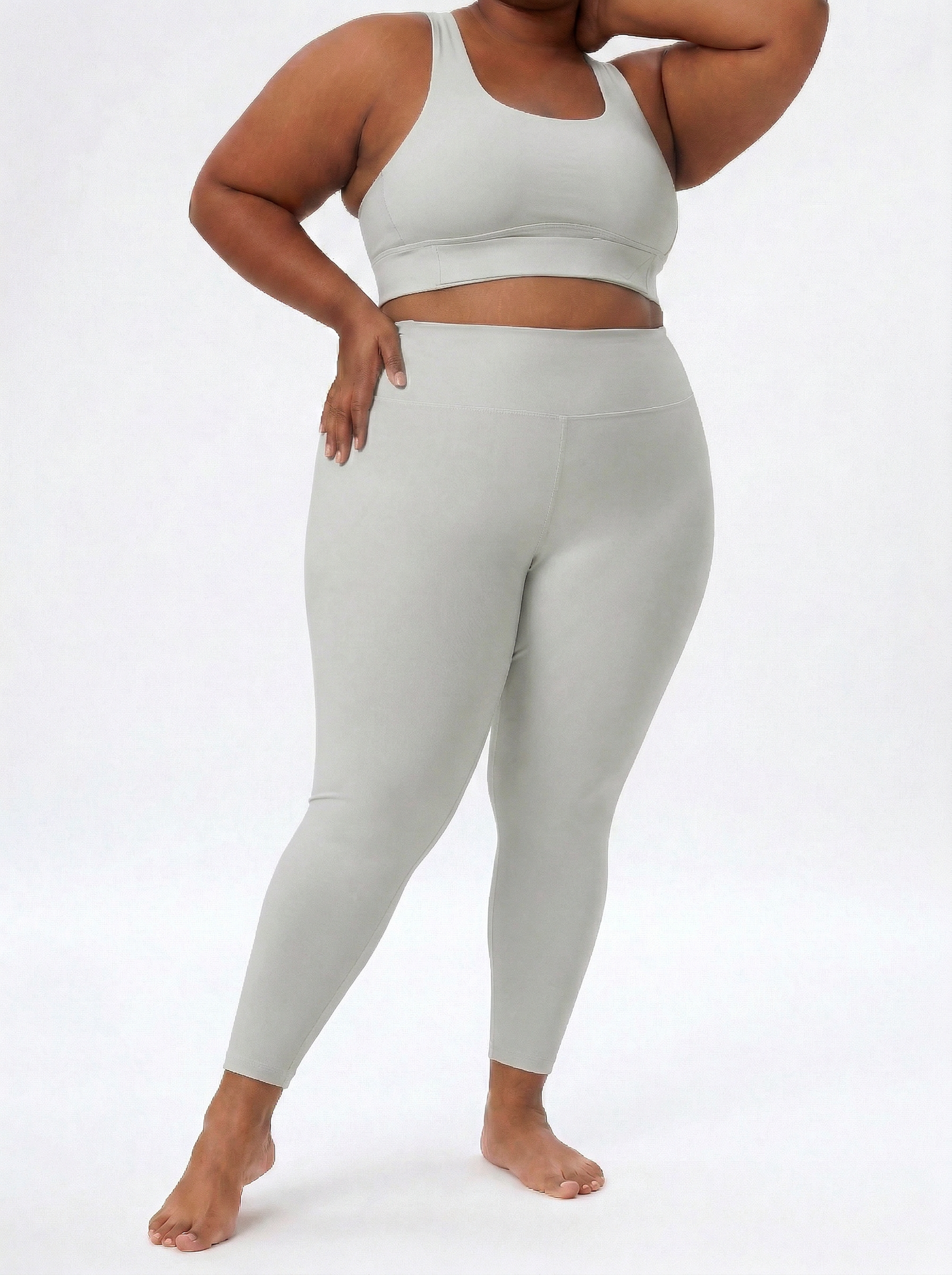Lolacurve High-Rise Cheeky  Plus Size Light Grey Leggings