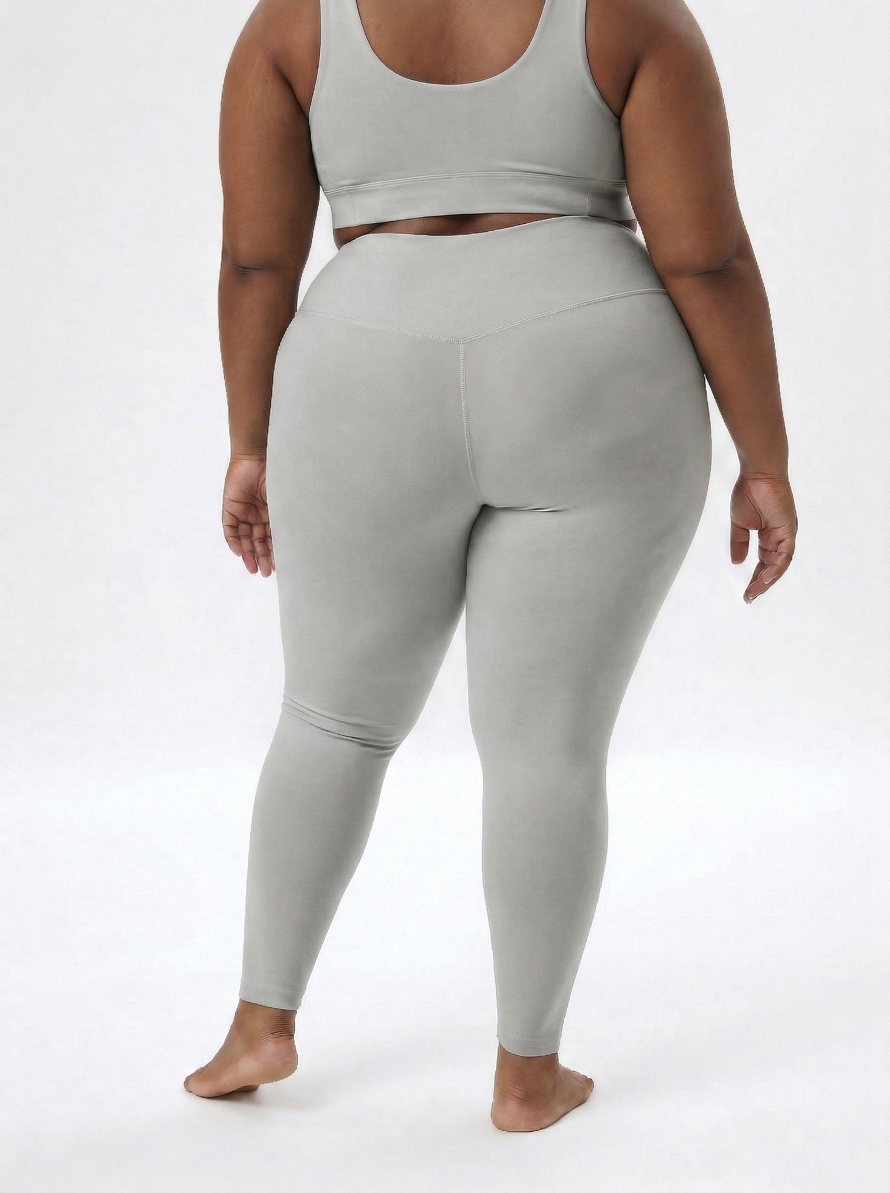 Lolacurve High-Rise Cheeky  Plus Size Light Grey Leggings