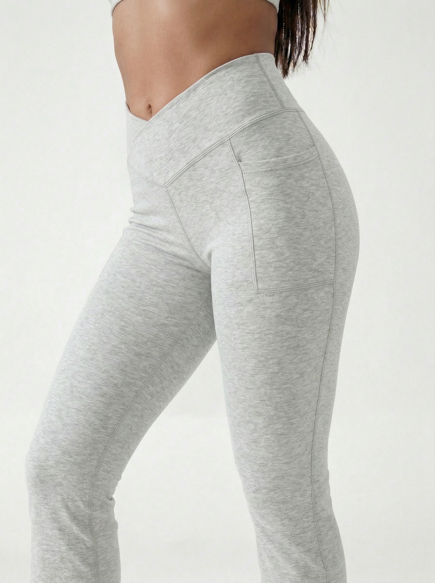 Lolacurve High-Rise Cheeky Heather Grey Flare Leggings