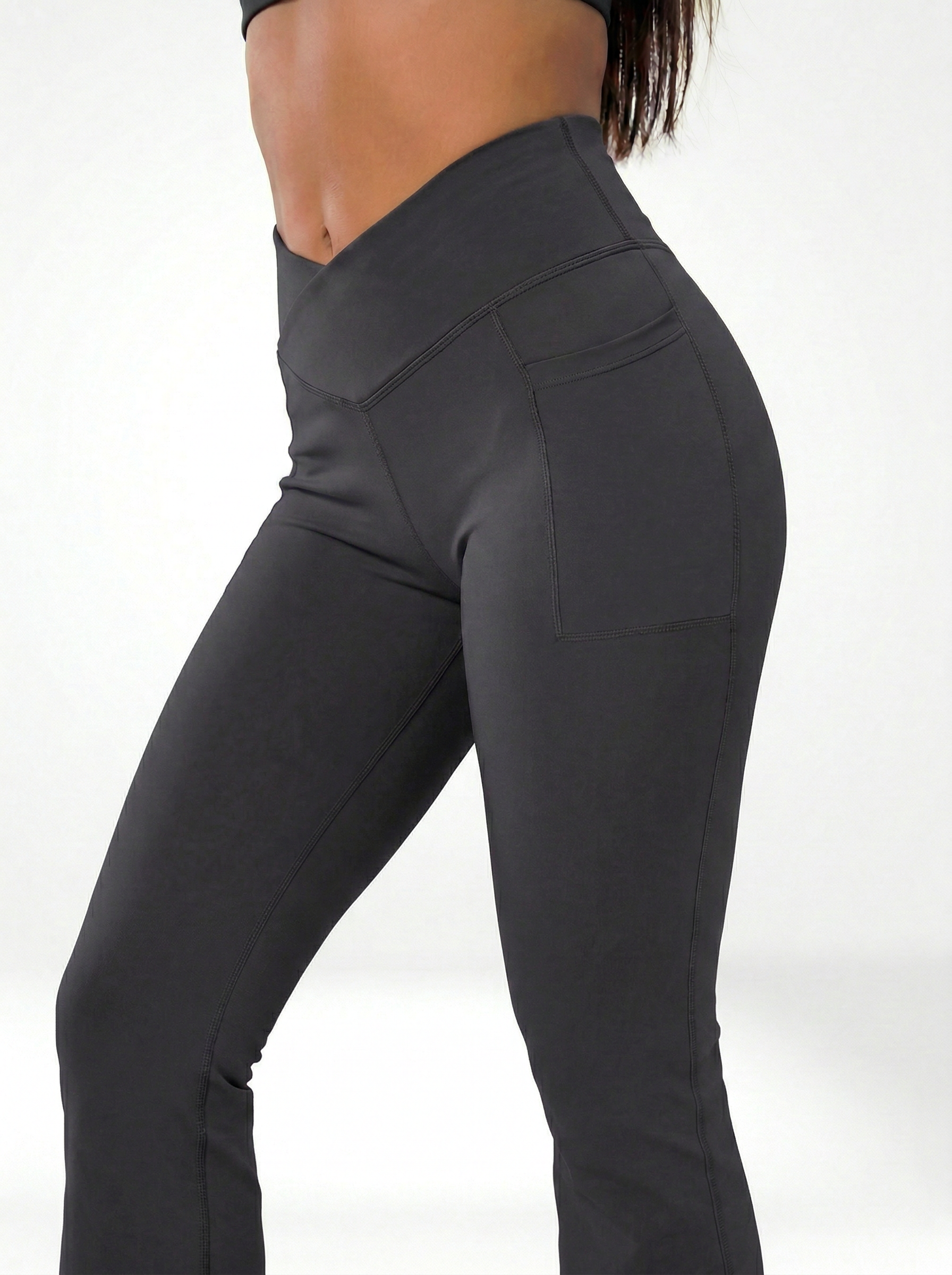 Lolacurve High-Rise Cheeky Dark Gray Flare Leggings