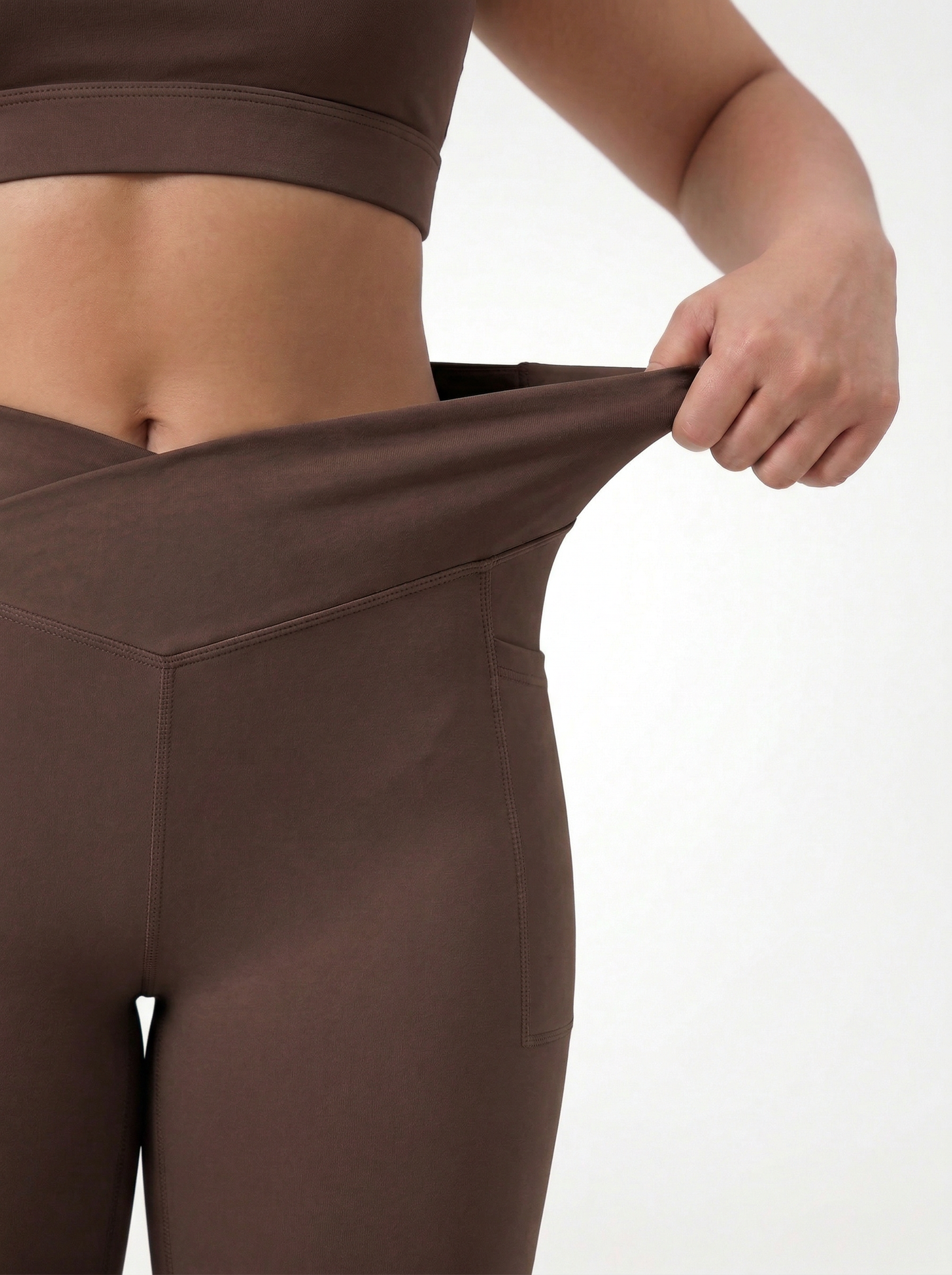 Lolacurve High-Rise Cheeky Plus Size Brown Flare Leggings