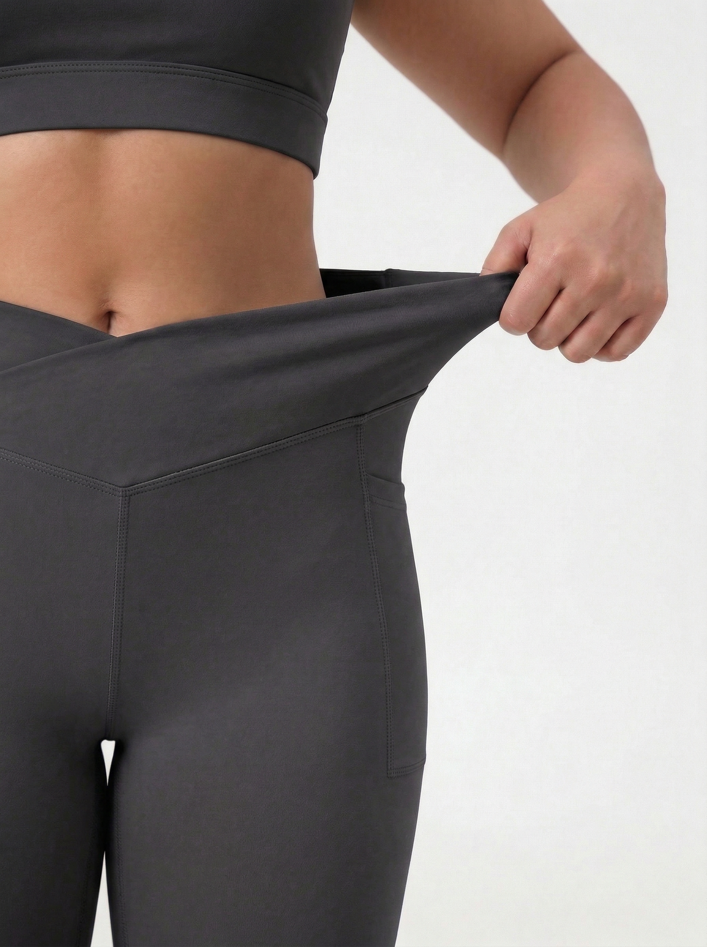 Lolacurve High-Rise Cheeky Plus Size Dark Grey Flare Leggings