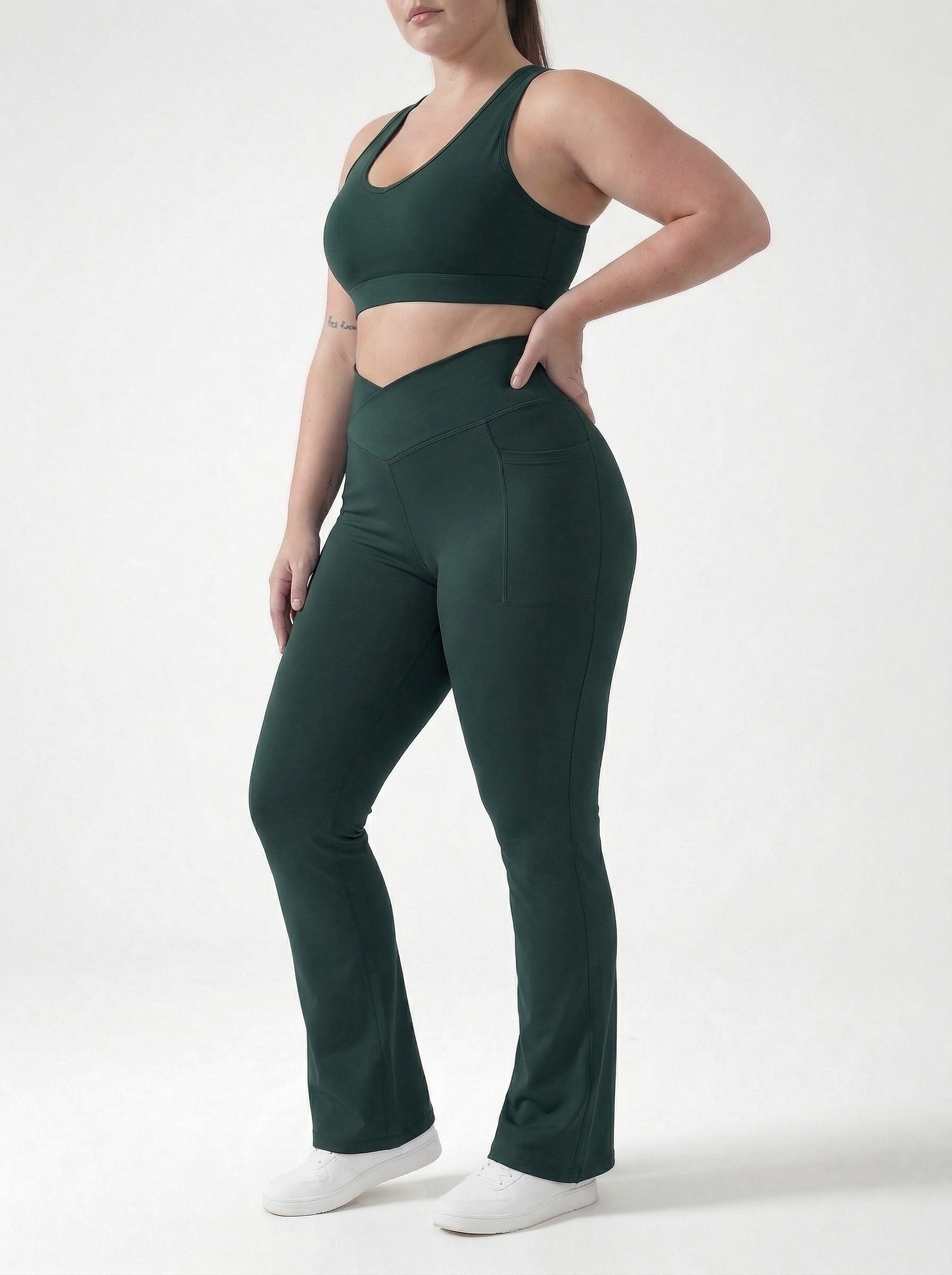 Lolacurve High-Rise Cheeky Plus Size Teal Flare Leggings