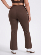 Lolacurve High-Rise Cheeky Plus Size Brown Flare Leggings