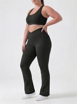 Lolacurve High-Rise Cheeky Plus Size Black Flare Leggings