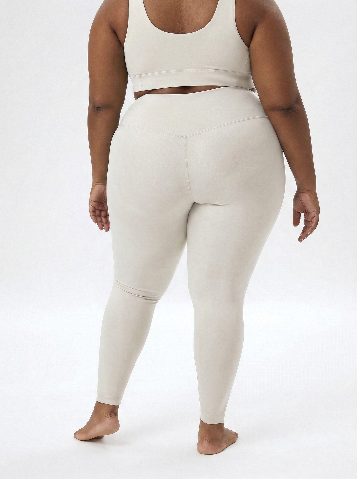 Lolacurve High-Rise Cheeky Plus Size Smoky White Leggings