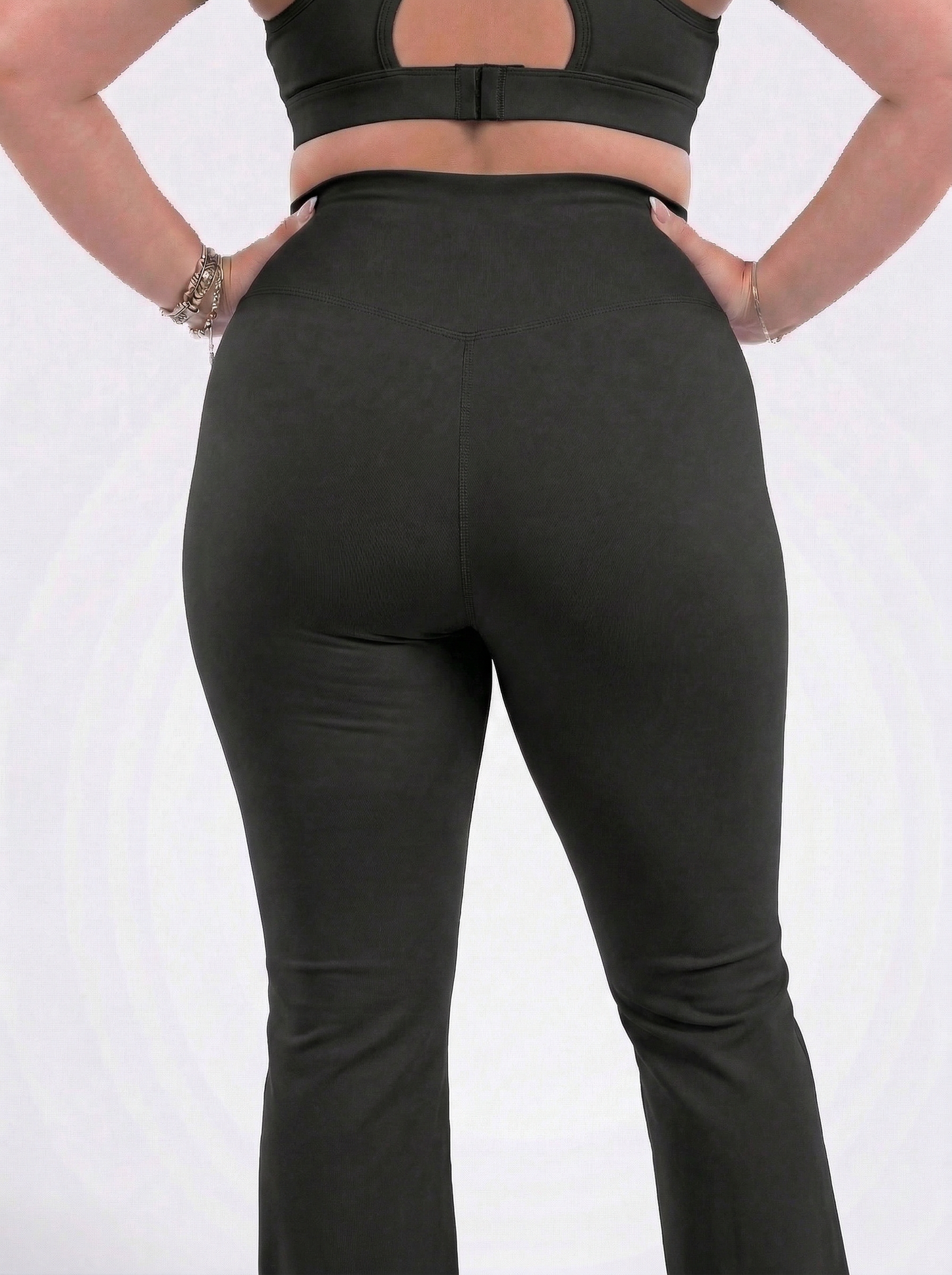 Lolacurve High-Rise Cheeky Plus Size Black Flare Leggings