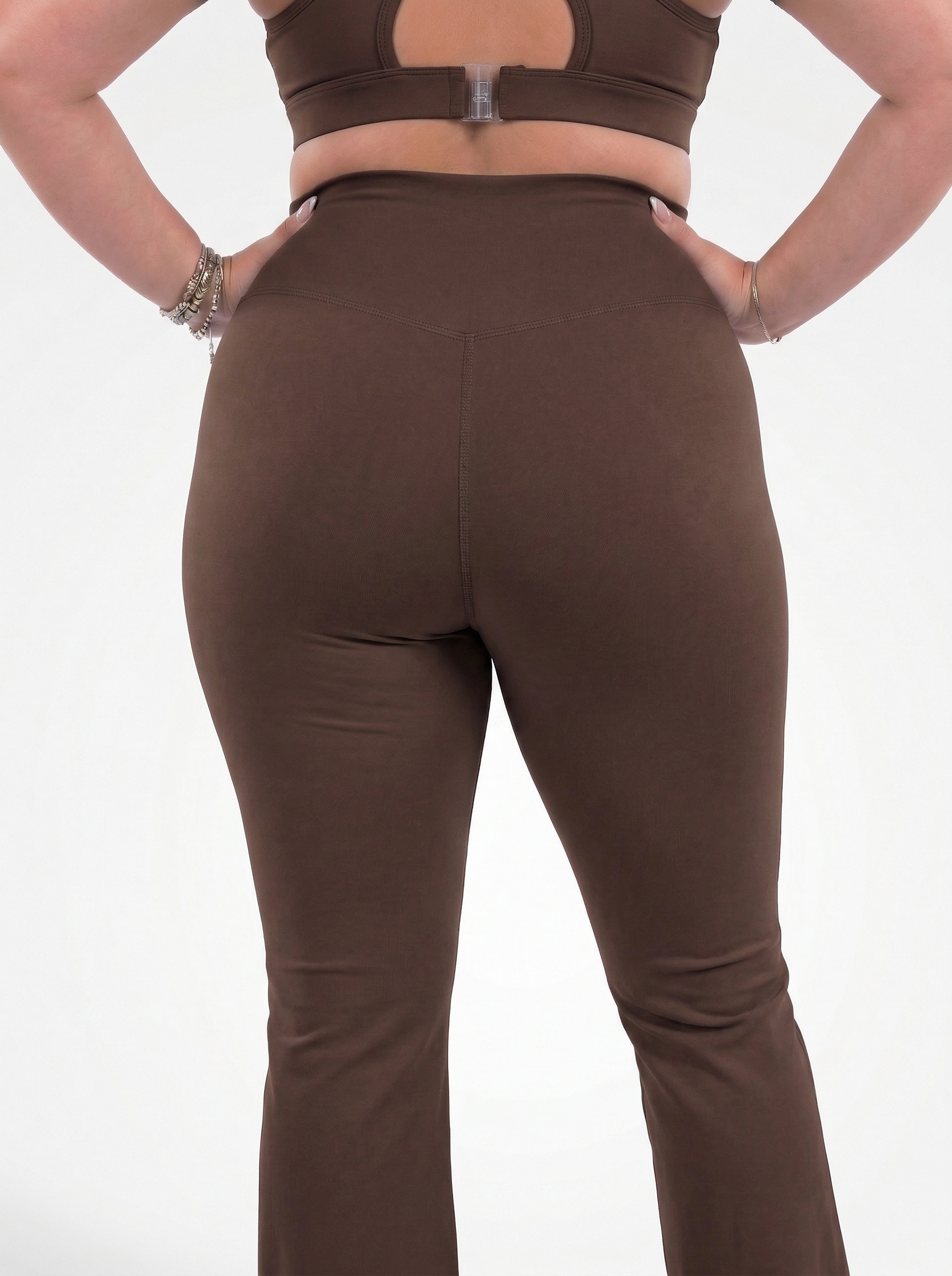 Lolacurve High-Rise Cheeky Plus Size Brown Flare Leggings