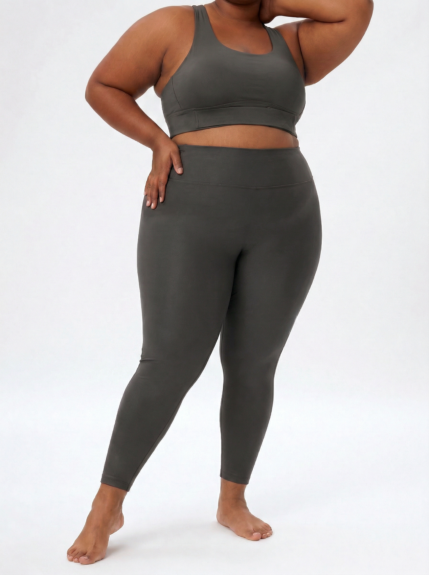 Lolacurve High-Rise Cheeky  Plus Size Light Grey Leggings