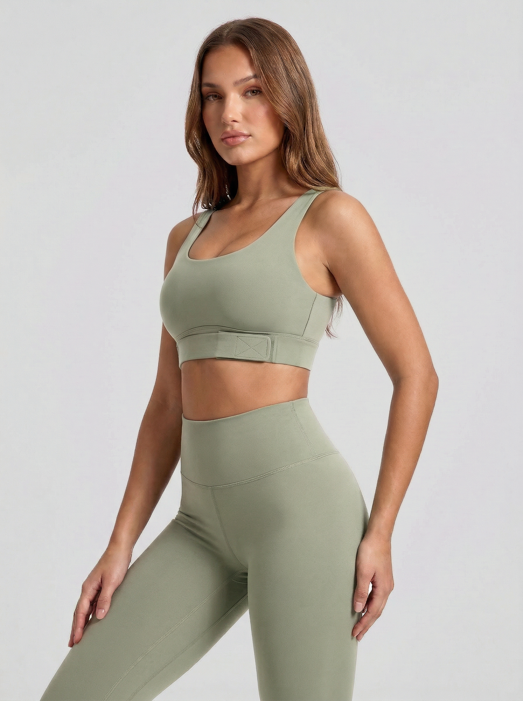 Lolacurve Adjustable Racerback Support Sports Avocado Green Bra