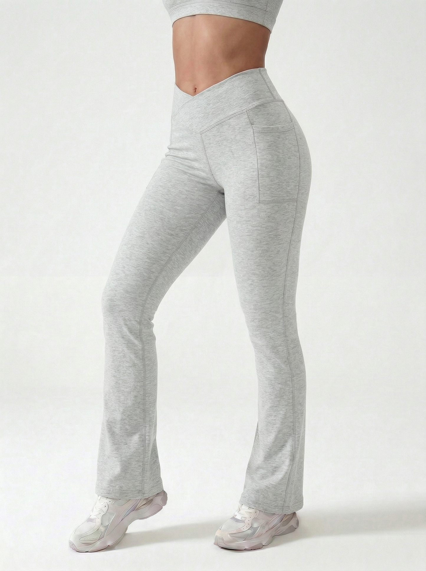 Lolacurve High-Rise Cheeky Heather Grey Flare Leggings