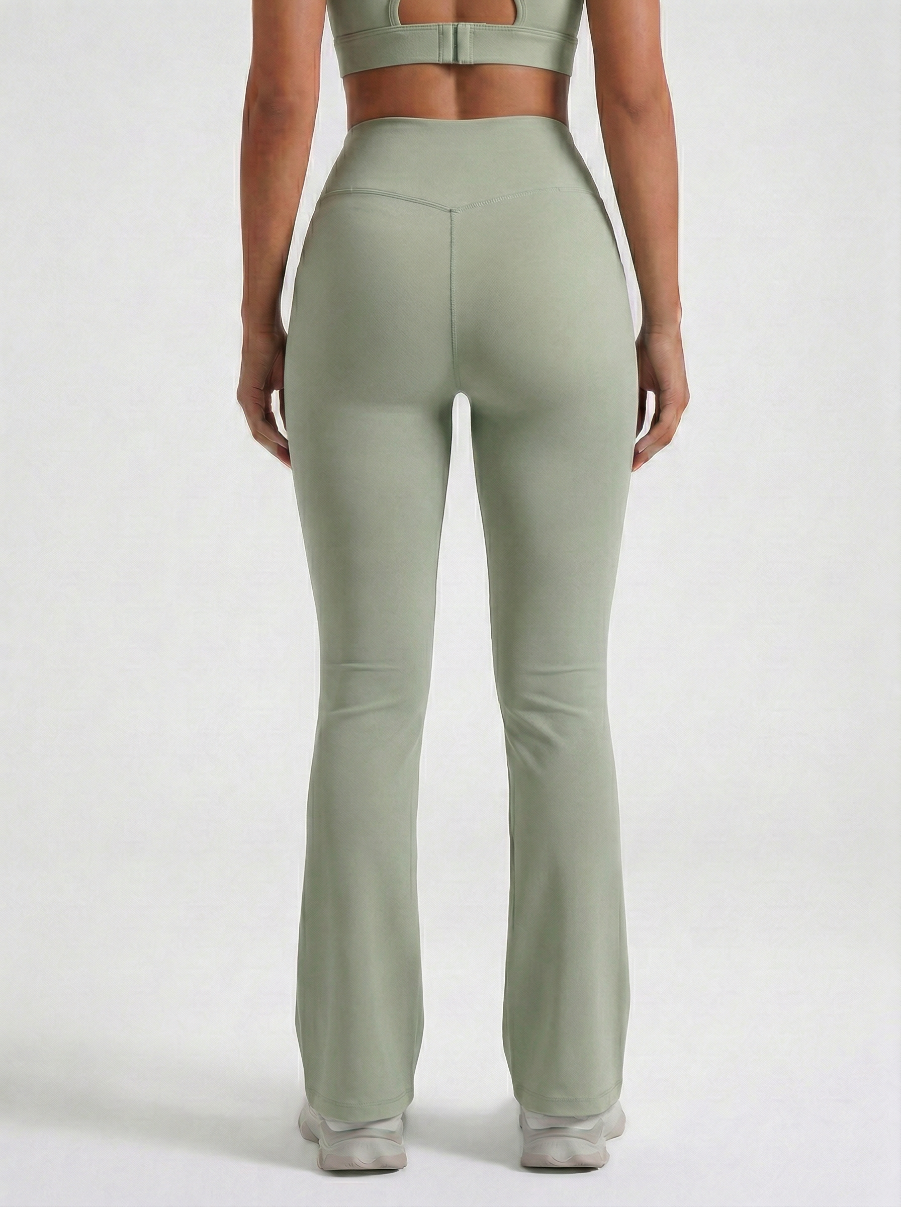 Lolacurve High-Rise Cheeky Avocado Green Flare Leggings