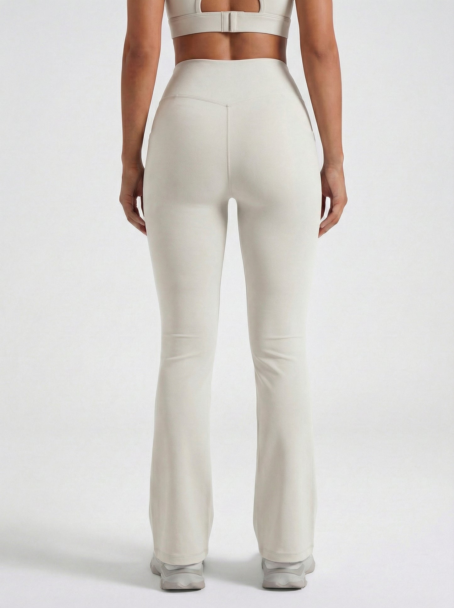 Lolacurve High-Rise Cheeky Smoky White Flare Leggings