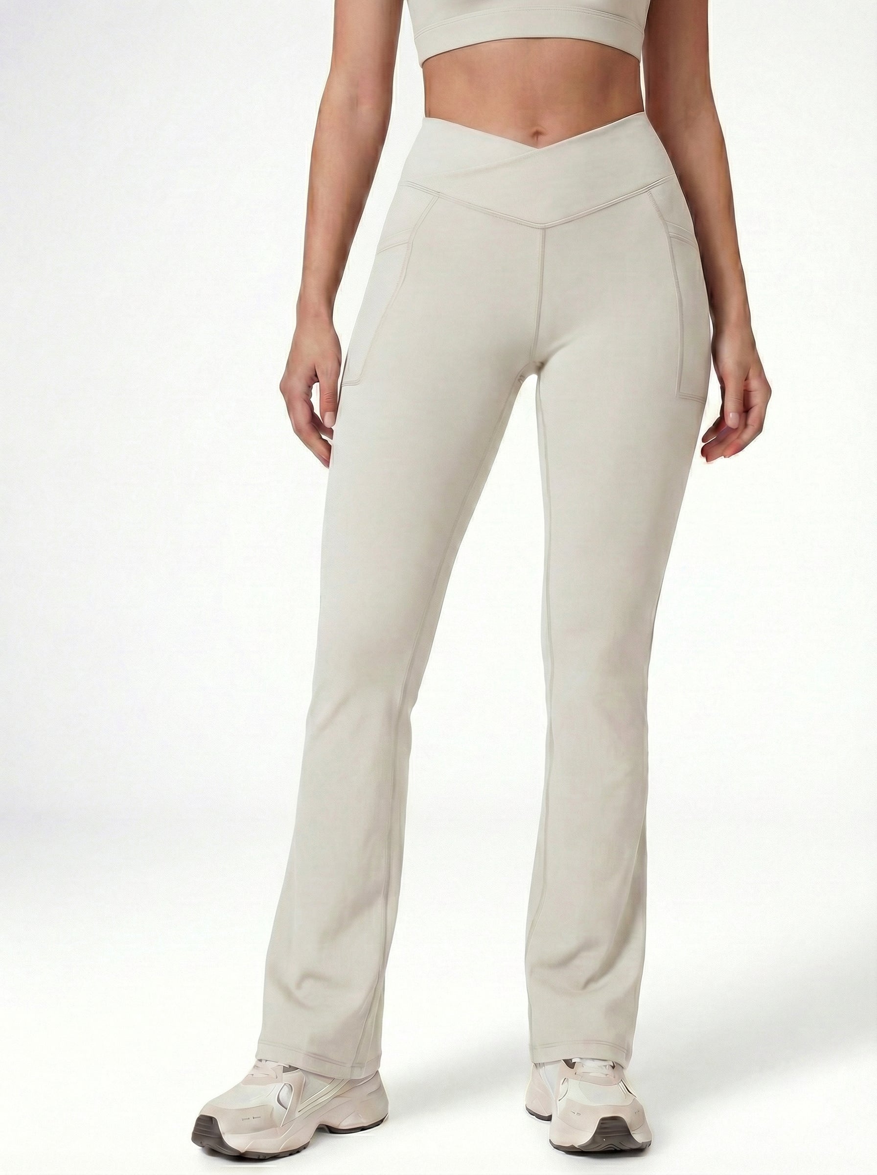 Lolacurve High-Rise Cheeky Smoky White Flare Leggings