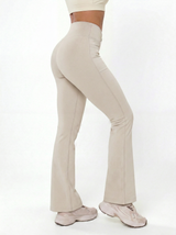 Lolacurve High-Rise Cheeky Smoky White Flare Leggings